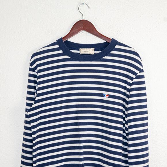 Men's Navy Striped Long Sleeve Shirt - Picture 3 of 8
